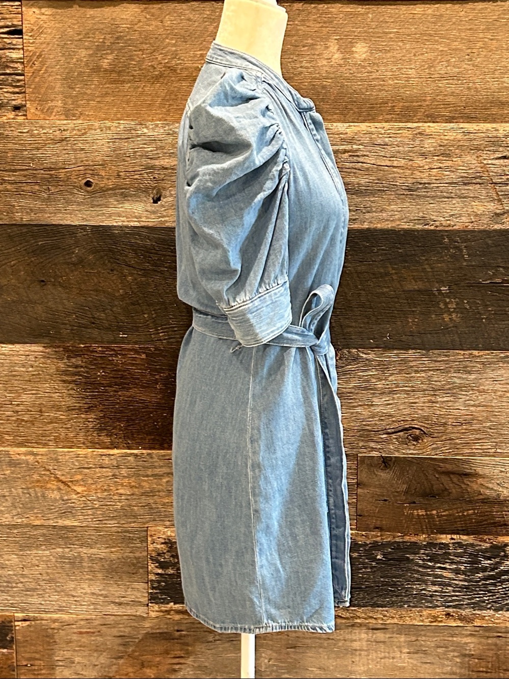 Frame Gillian Denim Short Puff Sleeve Mini Denim Dress. XS - Picture 6 of 9